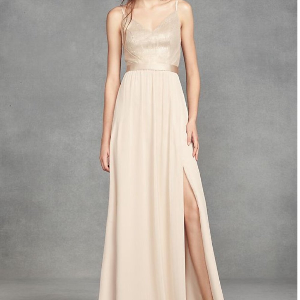 Sequin Bodice Bridesmaid Dress w/ Chiffon Skirt